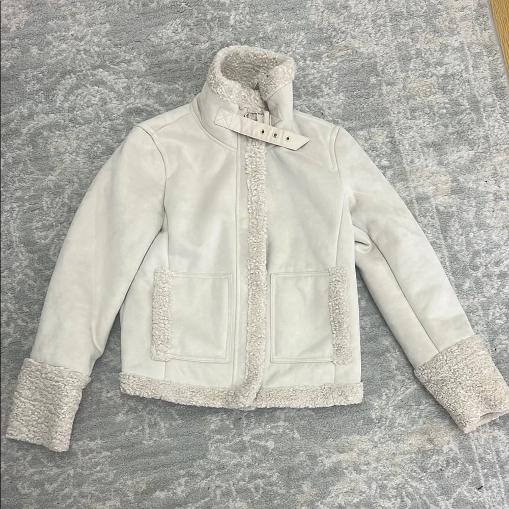 Cream Shearling Jacket - Picture 1 of 7